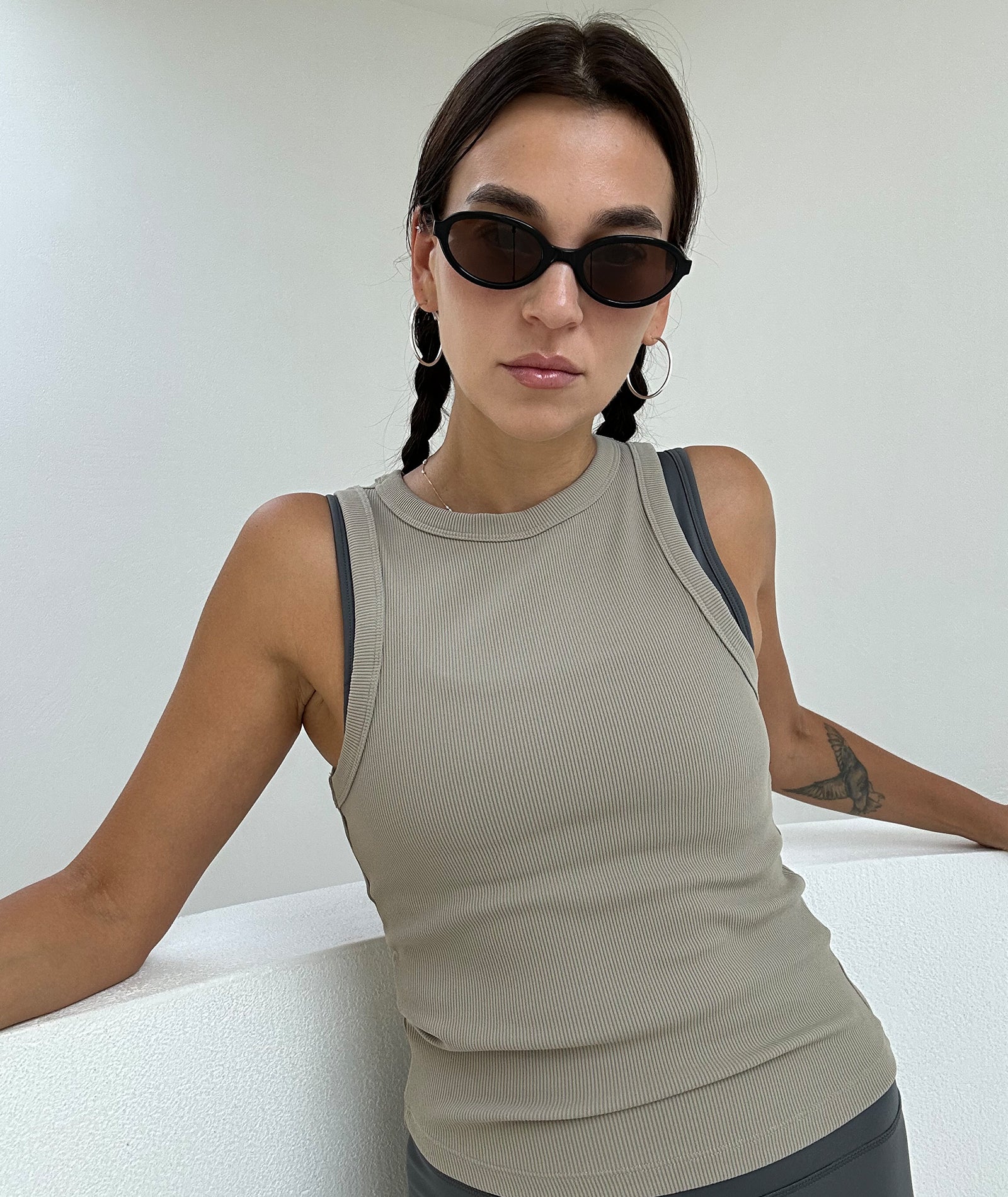 RIBBED TANK - TAUPE - Image 3